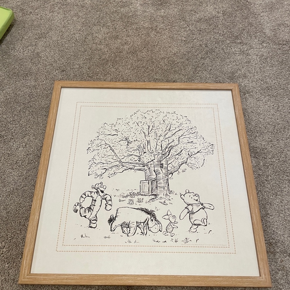 Wood frame Winnie the Pooh print art